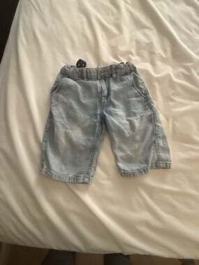 Mayoral Boys Light Blue Patterned Denim Shorts Size 7